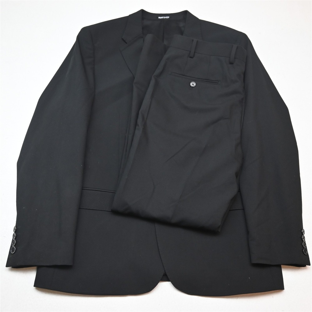 Suitshop 44R 34x30 Black Slim Mens Jacket Pants Suit